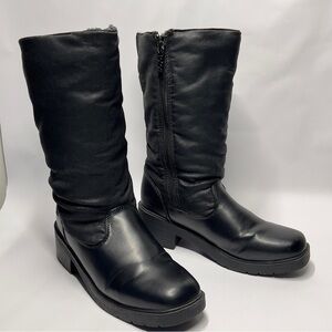 TOTES size 7 1/2 Women’s Moto Black Waterproof Chunky Block Heel Round Toe  Boot